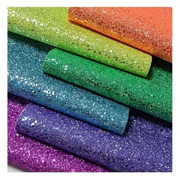 Chunky Glitter PU Faux Artificial Leather For Shoes Bag Decroctive