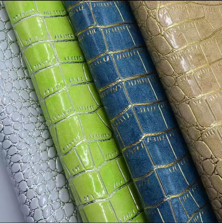 Handbag Pu Leather Crocodile Embossed Gold Line Bright Surface For Shoes Bags Wallets Decoration