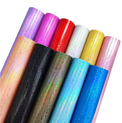 Εφέ λέιζερ Foiled Hot Stamped Flower ανάγλυφο ολογραφικό δέρμα PU